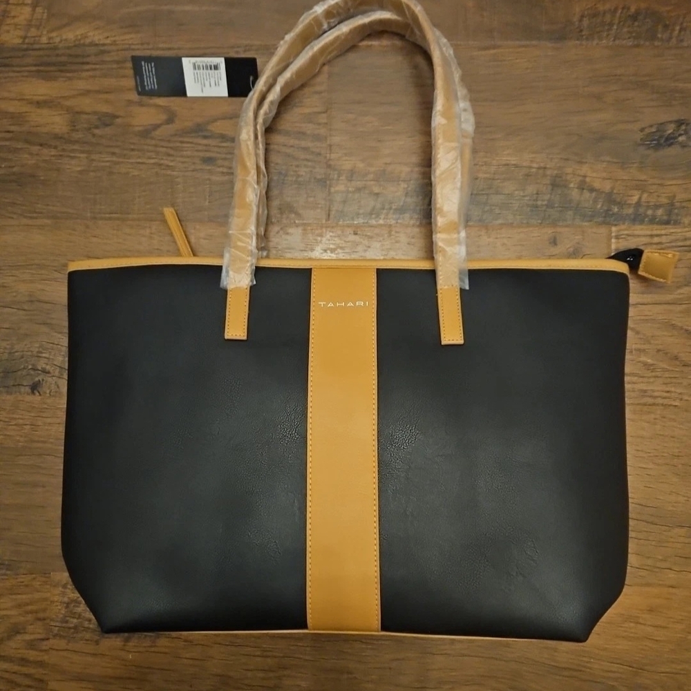 Tahari Black and Tan Tote Bag